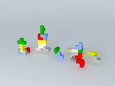Cubes set of colorful lego blocks Free 3D model