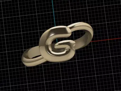 G alphabet baypass ring 3D print model