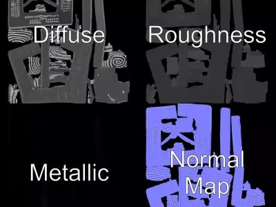 Digital Chip Texture model pack Low-poly 3D model