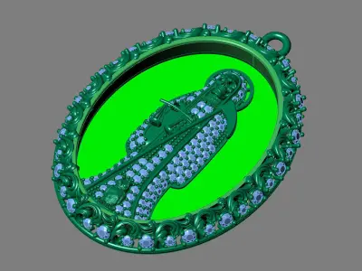  santa muerte holy death small size pendant 3D STL 3DM skull 3D print model