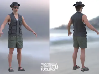 Man - Summer Outfit 13 - Modular - Rigged Low-poly 3D model