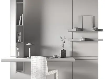 Workplace Minimal home office furniture Chair desk rack shelving 3D model
