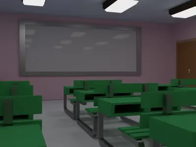 school building Low-poly 3D model
