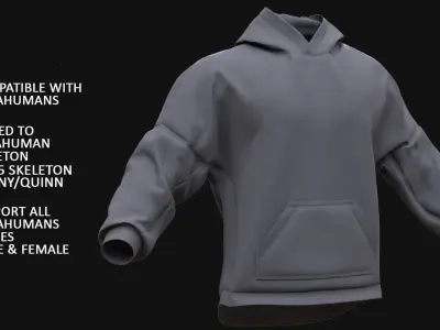 Hoodie 123 - All MH Bodies - UE5 Skeletons - Rigged Low-poly 3D model