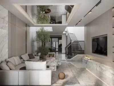 Living Room And Kitchen Interior Model  3D model