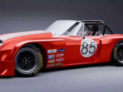 Rigged Muscle Car Pack 4 Custom Liveries 3D model