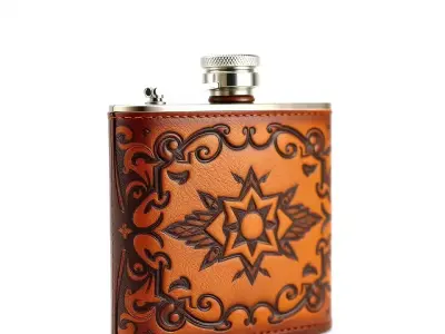 Engraved Leather Flask model pack Low-poly 3D model