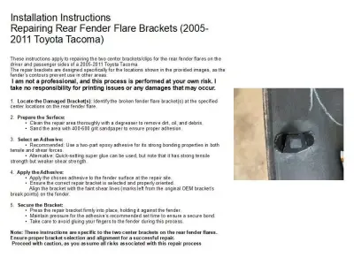 Repair Rear Fender Flare Brackets  2005-2011 Toyota Tacoma 3D model