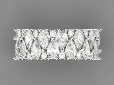 Luxury princess ring with teardrop and round diamonds jr00012 3D print model