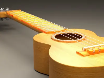A 3D Model of Ukulele with blend file 3DS OBJ and FBX export 3D model