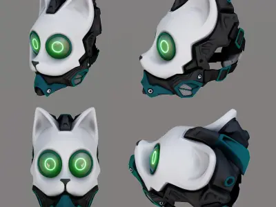 Neo Neko - cosplay cat mask- digital stl file for 3D-printing 3D print model