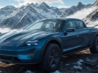 Porsche Taycan Pick-Up Truck Concept blue 3D model