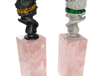 Triton bust stripe sculpture Low-poly 3D model