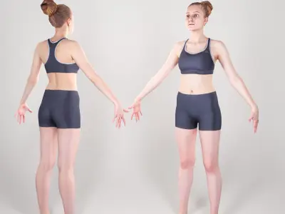 Sporty woman ready for animation 118 Low-poly 3D model