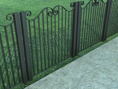 Wrought Iron Fence 02 3D model