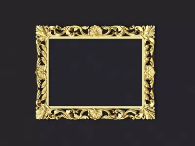 mirror gold ornate frame 3D model 3