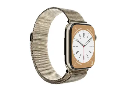 Apple Watch Series 8 Gold Stainless Steel Milanese Loop Color  Low-poly 3D model