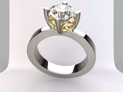 Sport rings diamond platinum and gold 3D print model