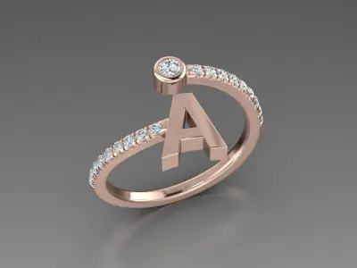 Jewelry Alphabet Diamond Ring A 3D print model