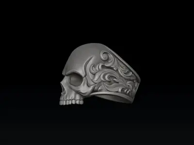 Ornamental Skull Pendant Ring Collection 3D print model