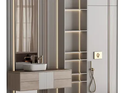 Bathroom furniture N054 in Neoclassic and Modern style Low-poly 3D model