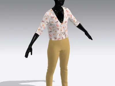 Female Cloth Dress Low-poly 3D model 5