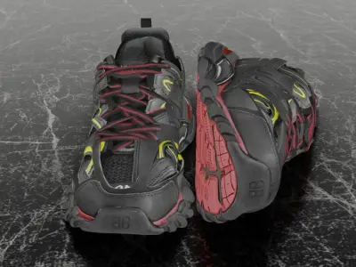 BALENCIAGA TRACK BORDEAUX 3D SHOES Low-poly 3D model