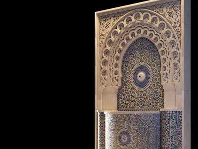 Moroccan Fountain With Mosaic Tiles 3D model