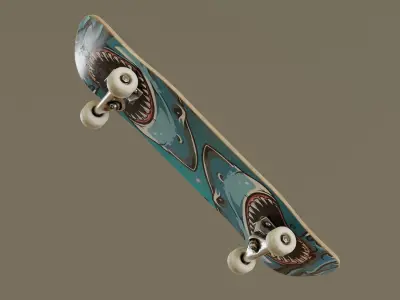 Skateboard - Shark Deck Low-poly 3D model