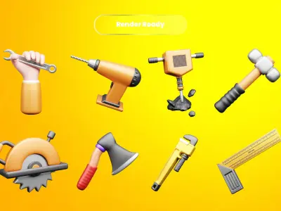 Labour Day 3d Illustration Icon Pack 3D model