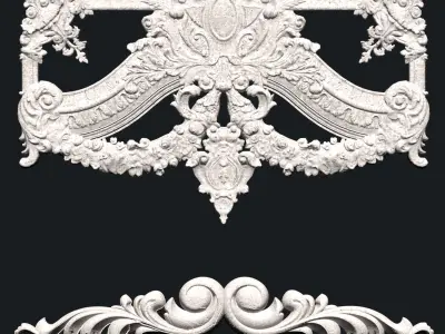  23 wall Carved ornamental deco  3D model