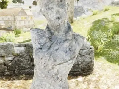 Low Poly Statue of man in woods Free low-poly 3D model