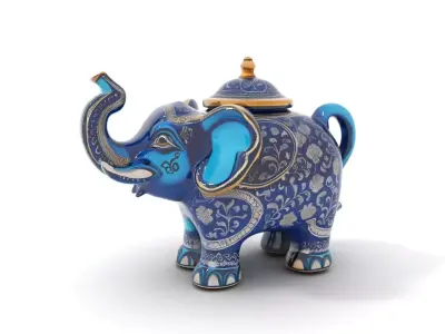 Ornate Elephant Teapot model pack Low-poly 3D model