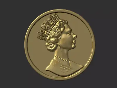 Elizabeth coin with face of queen 3D print model