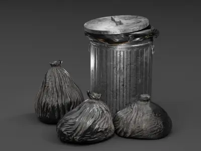 Street road debris and decorations moodular asset pack Low-poly 3D model