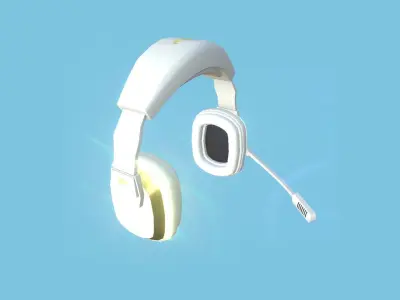 Headset 06 - Gold White - Character Fashion Design Low-poly 3D model