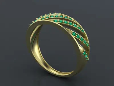 Womens diamond track ring for CNC or 3D print model 3D print model