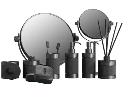 088 Bathroom decor set ACCESSORIES Charcoal Matte 00 3D model