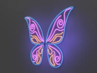 Butterfly Wings 3 - Neon Sign 3D model