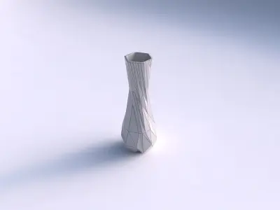 Vase larger opening hexagon with twisted random triangle plates 3D print model