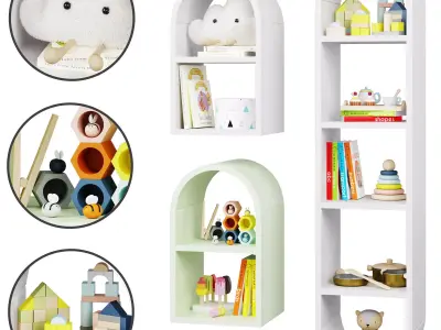 Wall shelf Mallory Kids with decor 3D model