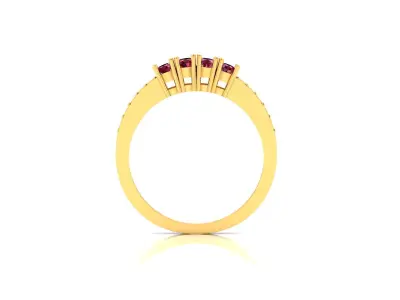 Band 3dm Render Details gold ring with ruby stones and diamonds 3D print model