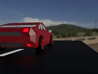 Low Poly Car And Road Free low-poly 3D model