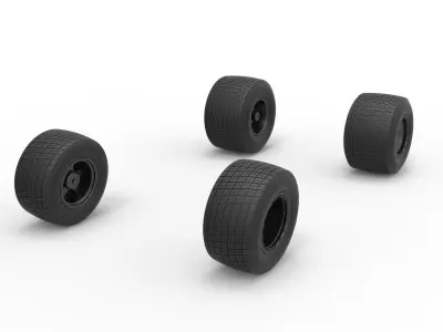 Wheel set of New Zealand Super Saloon race car Scale 1 to 25 3D print model