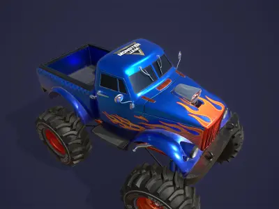 Cartoon Monster Truck Low-poly 3D model