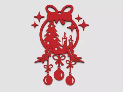 Christmas Garland Panel A01 - Door Wall Decoration 3D print model