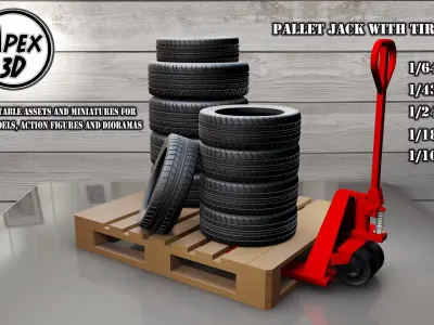 Pallet Jack with Tires 3d printable in various scales 3D print model