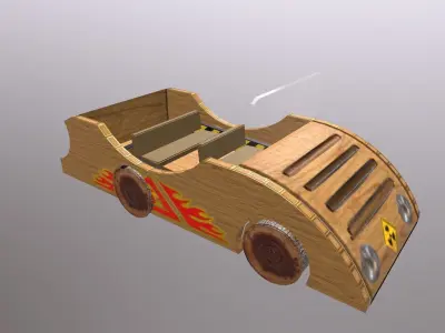 Toy wooden car Low-poly 3D model
