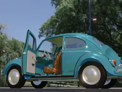 Beetle BUG 1966 Low Poly 3D Animated Model Low-poly 3D model