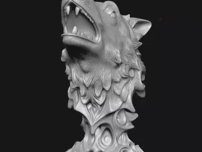 Wolf head sculpture 3D print model buy